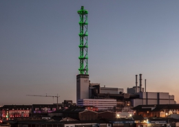 Stadtwerketurm Duisburg bei Nacht