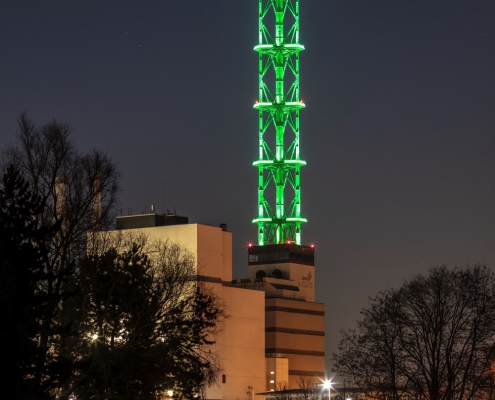 Stadtwerketurm Duisburg bei Nacht